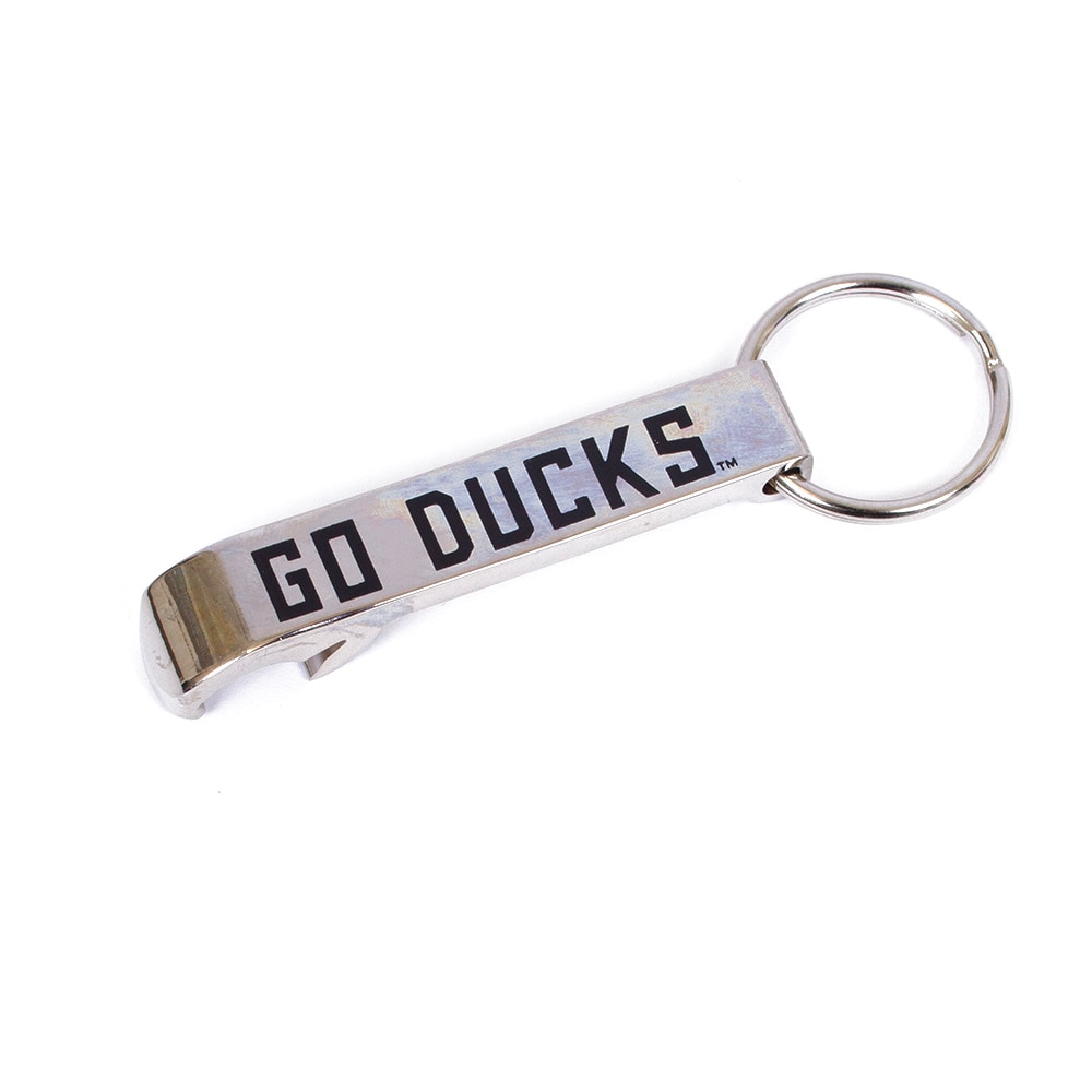 Go Ducks, Spirit Product, Grey, Keychain/Keytag, Metal, Home & Auto, 2.25", Chrome, Varsity, Cast, Bottle Opener, 982782